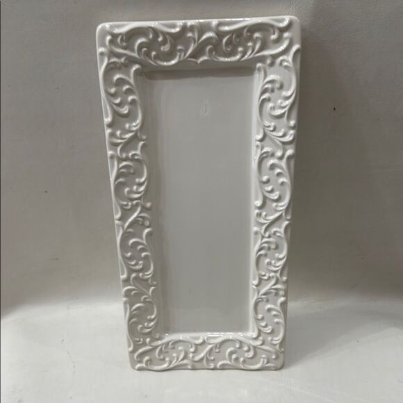 Handmade Italy Elegant White Rectangular Bread Serving Platter Vanity Bath Tray - Picture 4 of 9